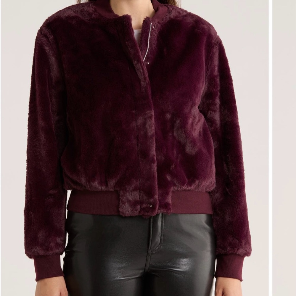 Sanctuary Luxe Faux Fur Bomber Jacket NWOT